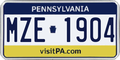 PA license plate MZE1904