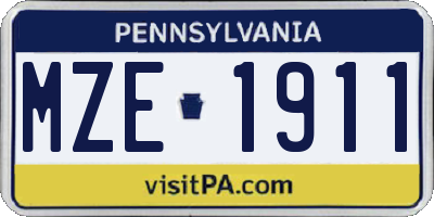 PA license plate MZE1911