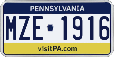 PA license plate MZE1916
