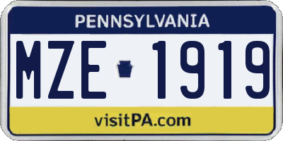PA license plate MZE1919