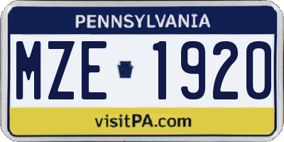PA license plate MZE1920