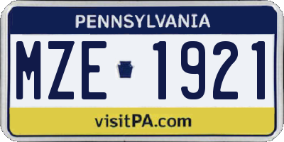 PA license plate MZE1921