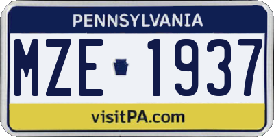 PA license plate MZE1937