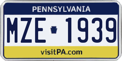 PA license plate MZE1939
