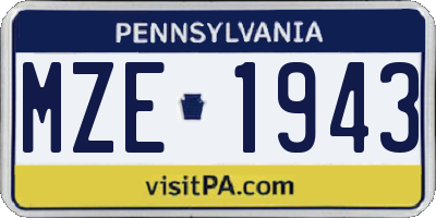PA license plate MZE1943