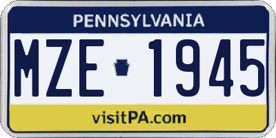PA license plate MZE1945
