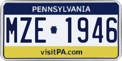 PA license plate MZE1946