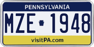 PA license plate MZE1948