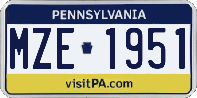 PA license plate MZE1951