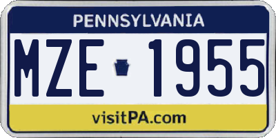 PA license plate MZE1955