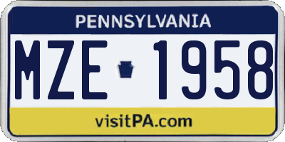 PA license plate MZE1958