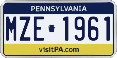 PA license plate MZE1961