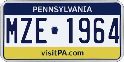 PA license plate MZE1964