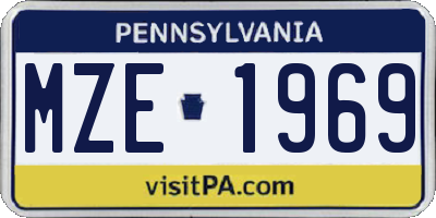 PA license plate MZE1969