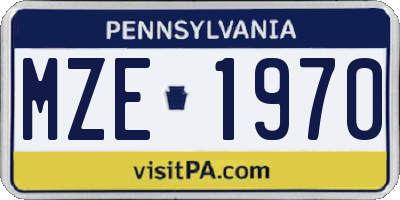 PA license plate MZE1970