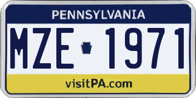 PA license plate MZE1971