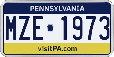 PA license plate MZE1973