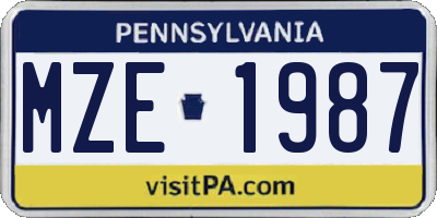 PA license plate MZE1987