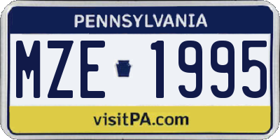 PA license plate MZE1995