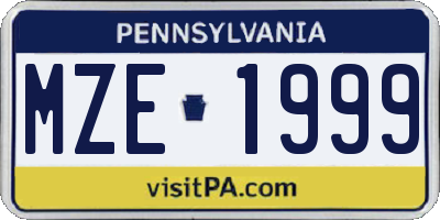 PA license plate MZE1999