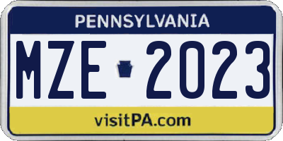 PA license plate MZE2023