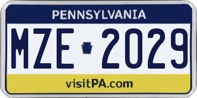 PA license plate MZE2029