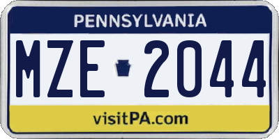 PA license plate MZE2044