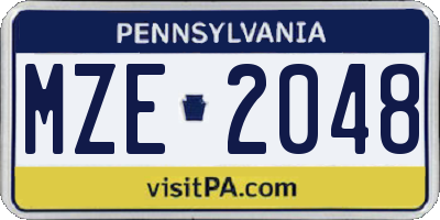 PA license plate MZE2048