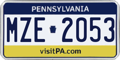 PA license plate MZE2053