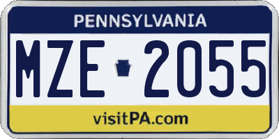 PA license plate MZE2055