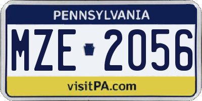 PA license plate MZE2056