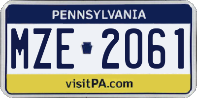 PA license plate MZE2061