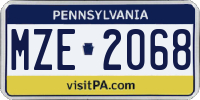 PA license plate MZE2068