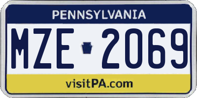 PA license plate MZE2069