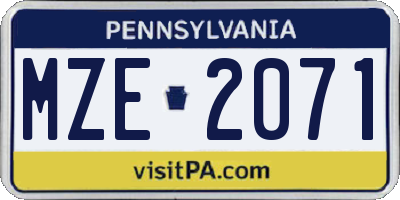 PA license plate MZE2071