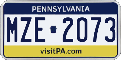 PA license plate MZE2073