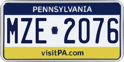 PA license plate MZE2076