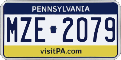 PA license plate MZE2079