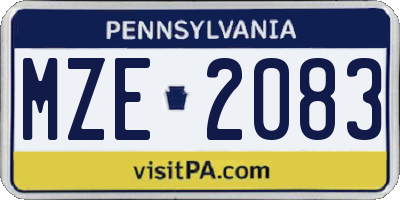 PA license plate MZE2083