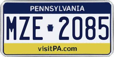 PA license plate MZE2085