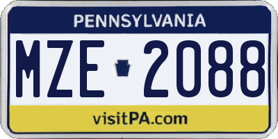 PA license plate MZE2088