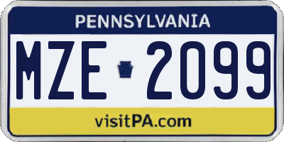 PA license plate MZE2099