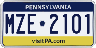 PA license plate MZE2101
