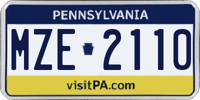 PA license plate MZE2110