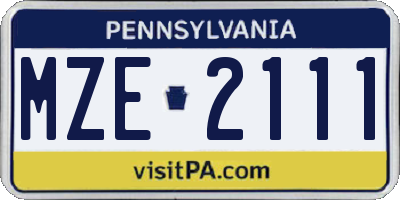 PA license plate MZE2111