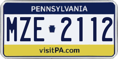 PA license plate MZE2112