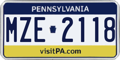 PA license plate MZE2118
