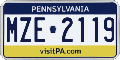 PA license plate MZE2119