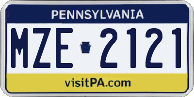 PA license plate MZE2121