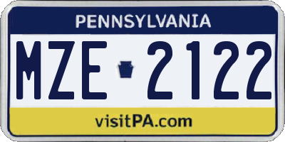PA license plate MZE2122